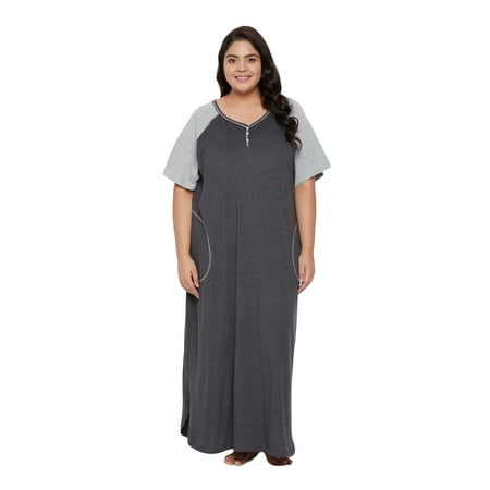 

Oussum Women Nightdress Loungewear Dress Short Sleeve Long Sleepwear with Pockets