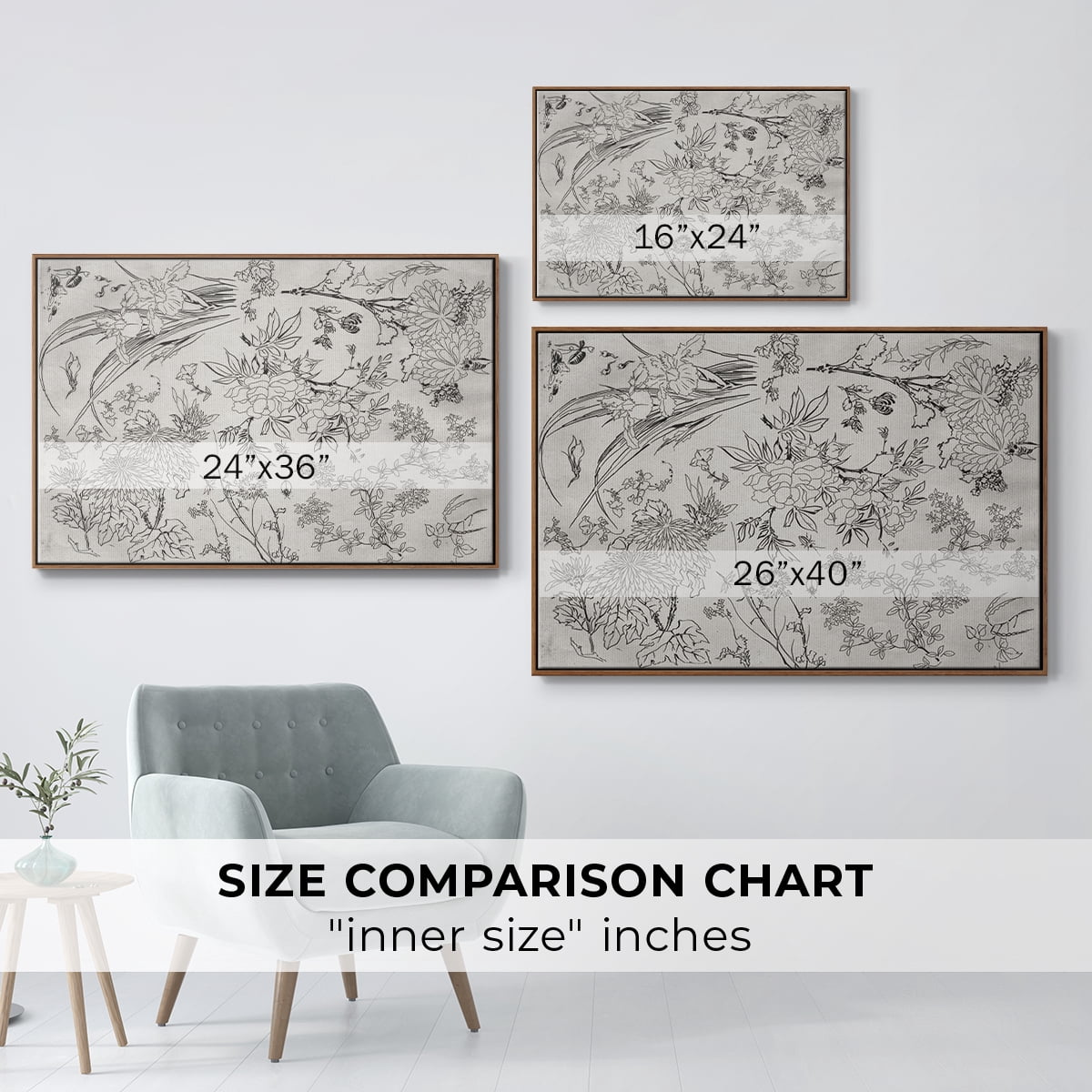 Vintage Abstract Print-XVI Framed in Walnut Wood Gallery Wrapped Canvas 25 in. x 37 in.