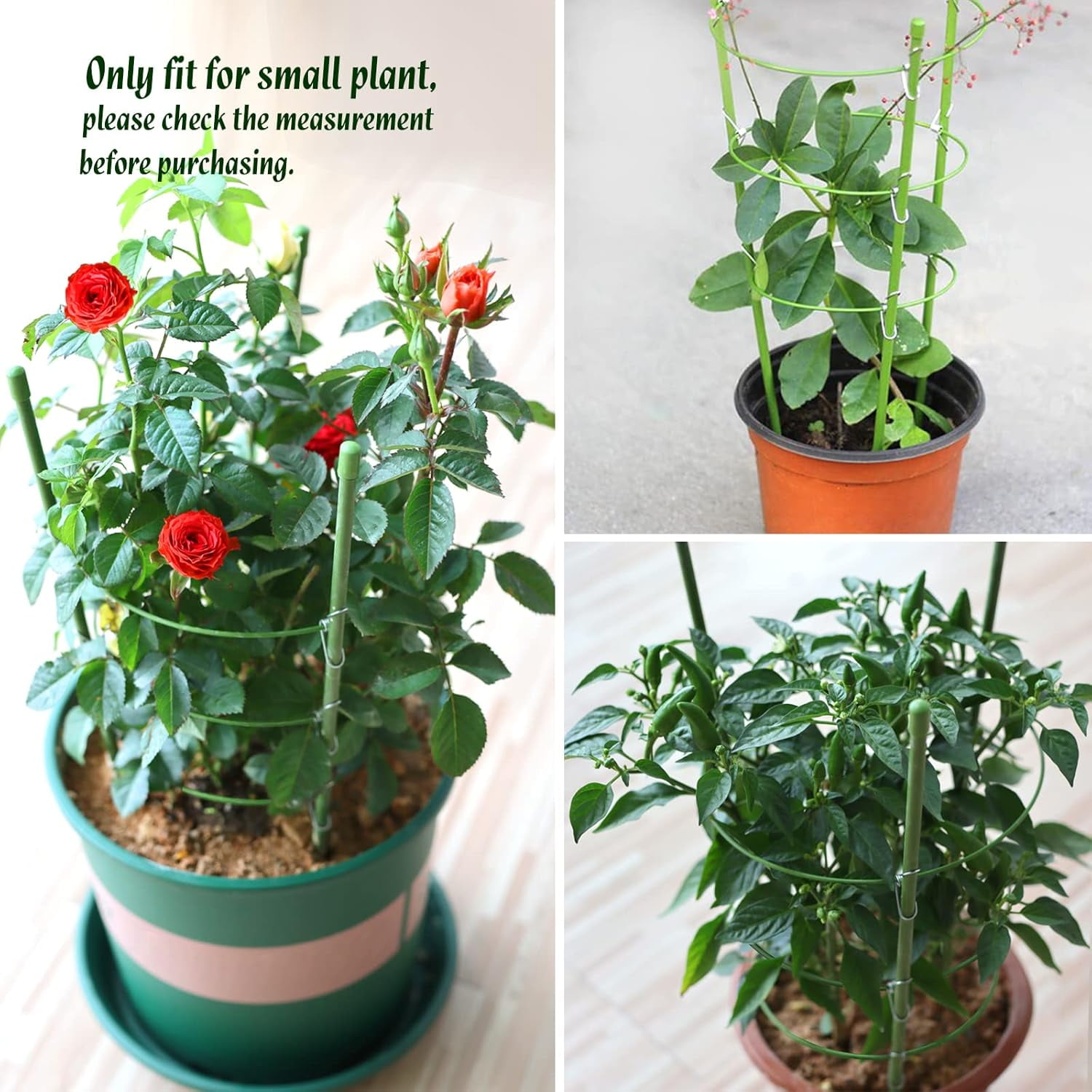2 Pack Plant Support Cage Rust Resistant Garden Ring Stake Plant Support for Tomato, Trellis, Climbing Plant, Flower, Small Plant Cages for Small Plants,17.7" H