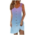 thumbnail image 2 of JMKQLZ Women's Spring And Summer Vacation Button V-neck Strap Top Dress, 2 of 5