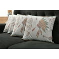 thumbnail image 5 of Ambesonne Feather Throw Pillow Cover 4 Pack, Tribal Chief Headdress, 16", Dark Coral Sand Brown, 5 of 5