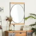 thumbnail image 2 of DecMode 28" x 40" Brown Wall Mirror with Oval Center, 2 of 7