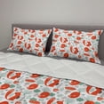 thumbnail image 2 of Fox Comforter & Sham Bedding Set, Small Forest Animal Pattern with Foliage Leaves and Mushroom Winter Nature, 3 pcs Duvet Set Microfiber Filling Quilt, 5 Sizes, Dark Coral Almond Green, by Ambesonne, 2 of 4