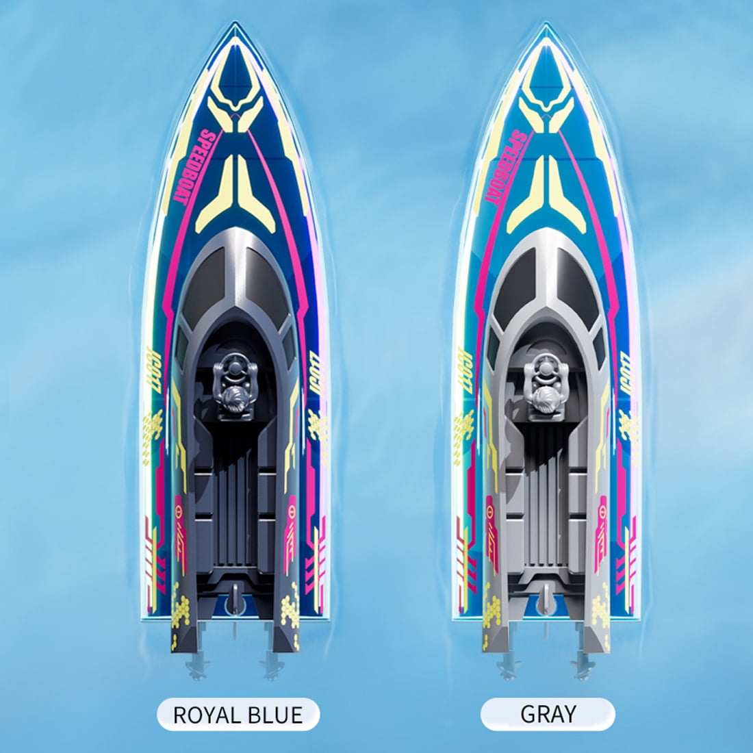 RC Boat for Adult with LED Light, 2.4G 20 KM/H High Speed Remote Control Racing Boat, Waterproof Speedboat Suitcase for Lakes & Pools - Single Control