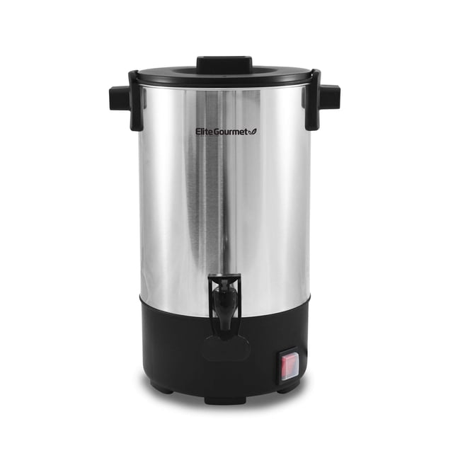 Elite Gourmet CCM-035 Maxi-Matic Urna de café de acero inoxidable para 30 tazas, filtro extraíble para una fácil limpieza, dispensador bidireccional con asas de tacto frío, urna eléctrica para cafeter