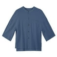 thumbnail image 6 of Iugvhana Cotton Linen Shirts for Men Regular Fit Casual Solid Long Sleeve Button Down Crew Neck Shirt Top with Pocket Blue M, 6 of 6