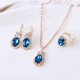 thumbnail image 1 of Nvzi Conjunto de joyas de diamantes de imitación con forma de gota de agua a la moda, collar con colgante de gota de agua retro,conjunto de joyas para madre, novia, boda, azul lago C, 1 of 4