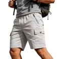 thumbnail image 7 of Cargo Shorts for Men Elastic Waist Straight Leg Loose Fit Casual Knee Length Hiking Work Shorts with Pockets, 7 of 7