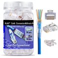 thumbnail image 1 of Petechtool Conectores De Paso Rj45 Cat6, Enchufes 8P8C Chapados En Oro Y Alivio De Tensión (50Xcat6Plug+50Xstrain Relief), 1 of 5