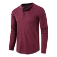 thumbnail image 1 of Camisas De Manga Larga De Algodón Henley Para Hombre, 1 of 3