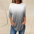 thumbnail image 2 of Womens Tops 3/4 Length Sleeve Tops Neck Casual Print Tunic T Shirts Three Quarter Length Tops Blouses For Women, 2 of 4
