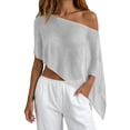 thumbnail image 3 of Breezora Women's Batwing Sleeve Crochet Knit Swimsuit Cover Up Semi Lightweight See Through Crop Top For Beach Vacation, 3 of 5