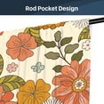 thumbnail image 6 of Flower Floral Spring Kitchen Window Curtains 2 Panels 27.5W x 39H Rod Pocket Retro Cute 70s 60s Pink Orange Retro Boho Funky Blossom Botanical Small Short Door Decor Bathroom Drapery Treatment, 6 of 6