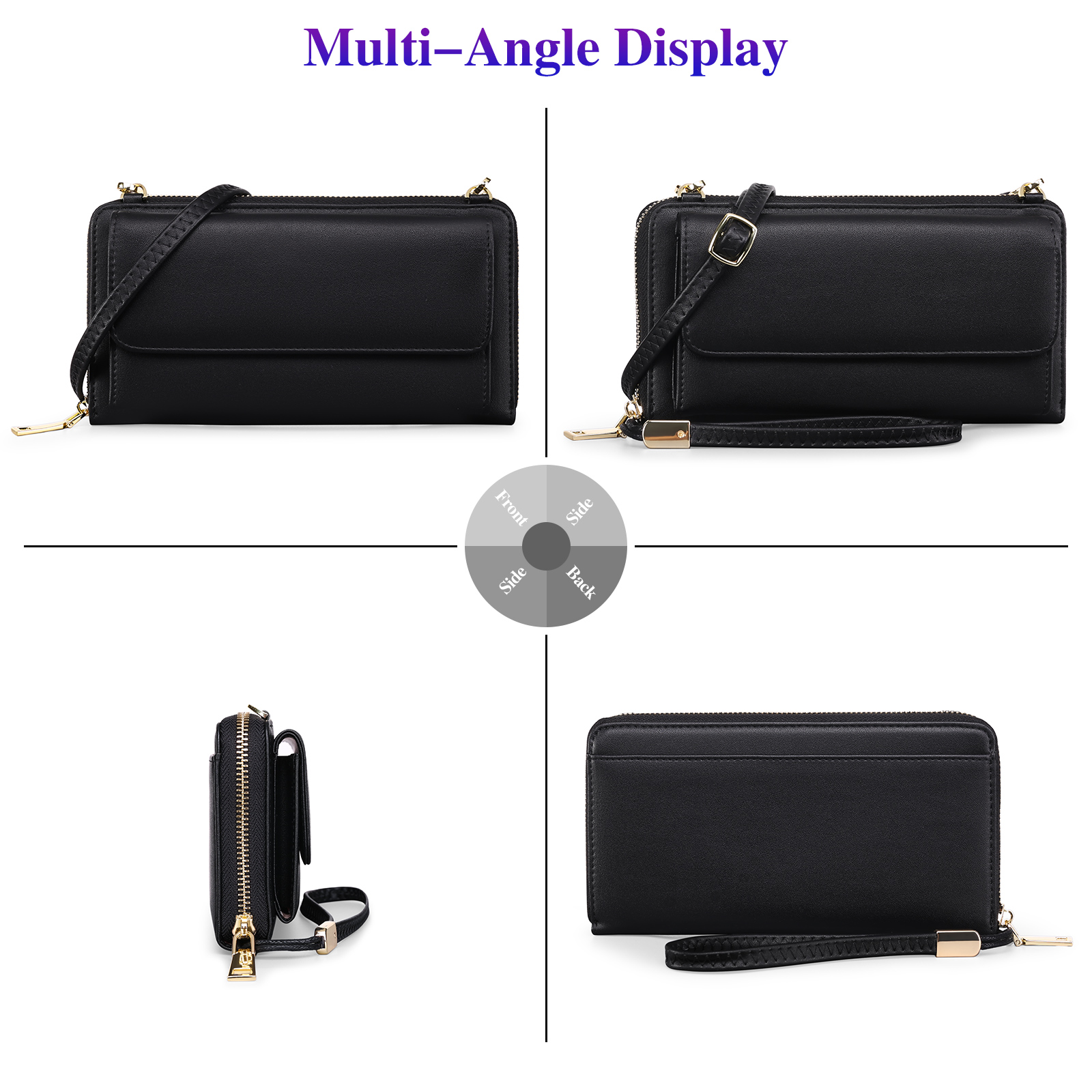FALAN MULE RFID Leather Wallet Wristlet Black photo 5