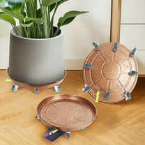 Xssm 2-Pack 20" Plant Caddy Plant Stand Flower Stand with 8 Wheels Heavy Duty Rolling Planter Stand,Indoor Outdoor Plant Saucer Tray _Bronze Coffee