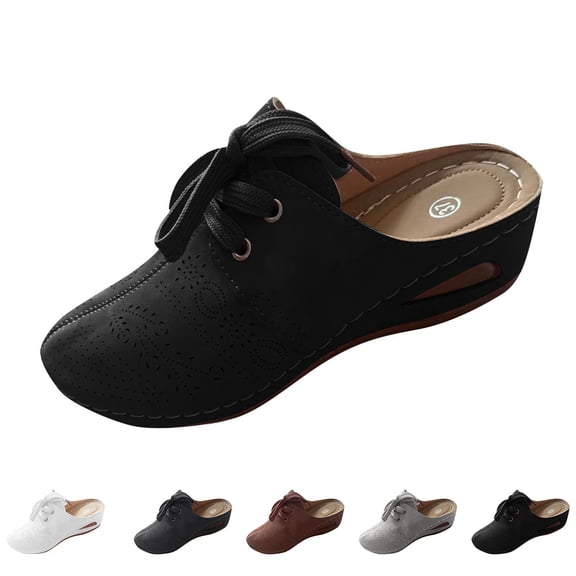 ATENAR Women Sandals Slide Flat Sandals for Women Summer Shoes Women Black 7