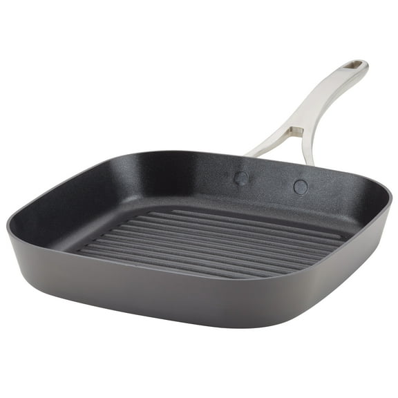 Anolon Allure Hard-Anodized Nonstick Deep Square Grill Pan, 11-Inch, Dark Gray