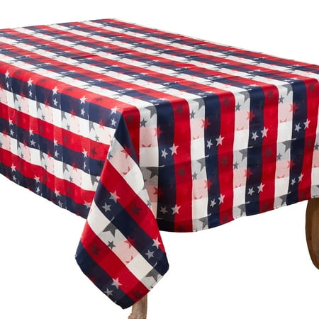 

Fennco Styles Checkered Stardom Collection Traditional Plaid Cotton Blend 70 x 120 Inch Tablecloth â€“ Multicolor Tablecloth for Banquets Natinal Holidays Special Events and Home DÃ©cor