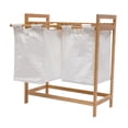 thumbnail image 5 of Bamboo Laundry Hamper 2 Compartment Bag Dirty Clothes Washing Storage Basket, 5 of 17