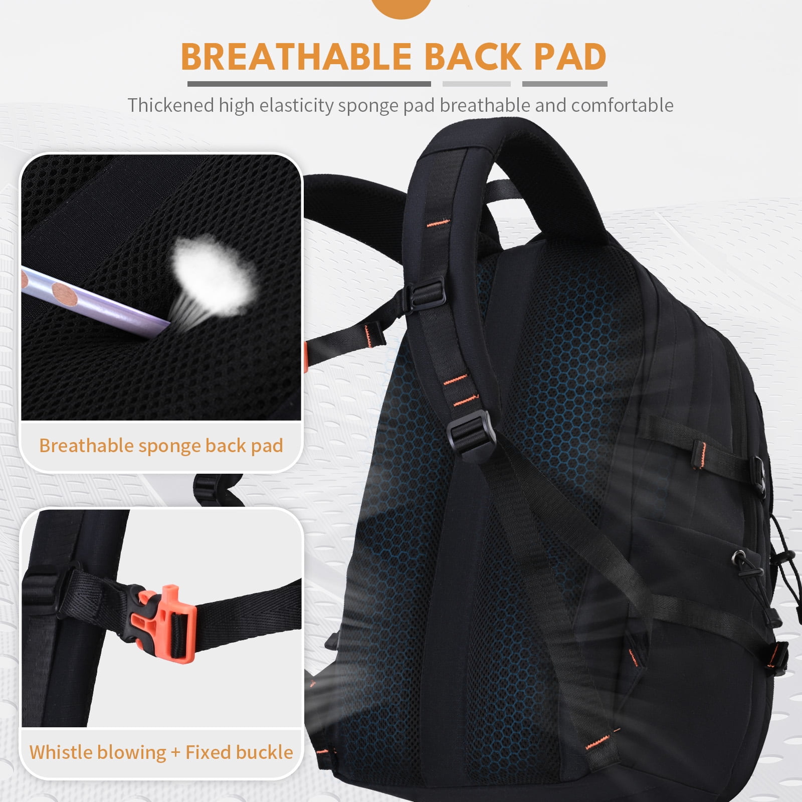 Burufy Backpack for Men & Women, 50L Lightweight Waterproof Laptop Backpack College School Backpack, Black