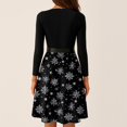 thumbnail image 5 of Women's Casual Fashion V Neck Long Sleeve Christmas Printed Party Vintage Dress for Holiday Events and Retro Style, Perfect for Women's Evening Wear,Black,4XL, 5 of 6