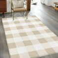 thumbnail image 4 of Cream White Buffalo Check 4x6 Area Rugs, Farmhouse Plaid Modern Geometric Non-Skid Rubber Backing Large Rectangle Rugs - Living Room Bedroom Home Office, Indoor Floor Mat Carpets Washable Rug, 4 of 9