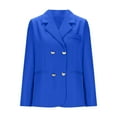 thumbnail image 4 of ZQUUVOU Women Business Blazers with Solid Color Long Sleeve Pocket Suit Jacket (Blue,3XL), 4 of 8