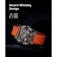 thumbnail image 3 of CIGA Design Skeleton Watch Z Series Titanium Automatic Mechanical Wristwatch Sapphire Tonneau Analog Men's Watches 3ATM Waterproof with Removable Silicone and Leather Strap Steampunk Gift (Orange), 3 of 7