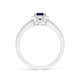 thumbnail image 2 of ANGARA Natural Oval Blue Sapphire Split Shank Halo Ring in 14K White Gold for Women (Size-7x5mm) | September Birthstone, Birthday, Anniversary, Jewelry Gift for Women | Natural Blue Sapphire Ring, 2 of 9