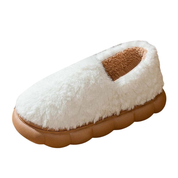 Wovix Womens Girls Slippers Thermal Soft Winter House Indoor Shoes For Non Slip Lightweight Bedroom Slippers with Thick Sole Basic Daily Beige 37