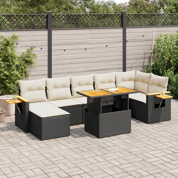 vidaXL Garden Sofa Set Black and Cream White