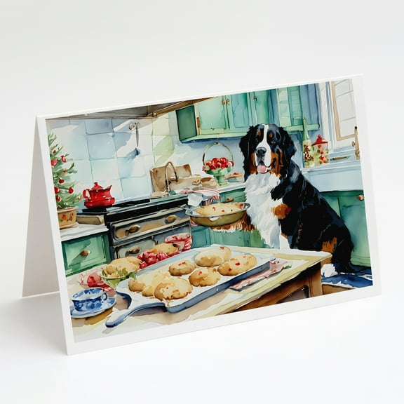 Bernese Mountain Dog Christmas Cookies Greeting Cards Pack of 8 7 in x 5 in