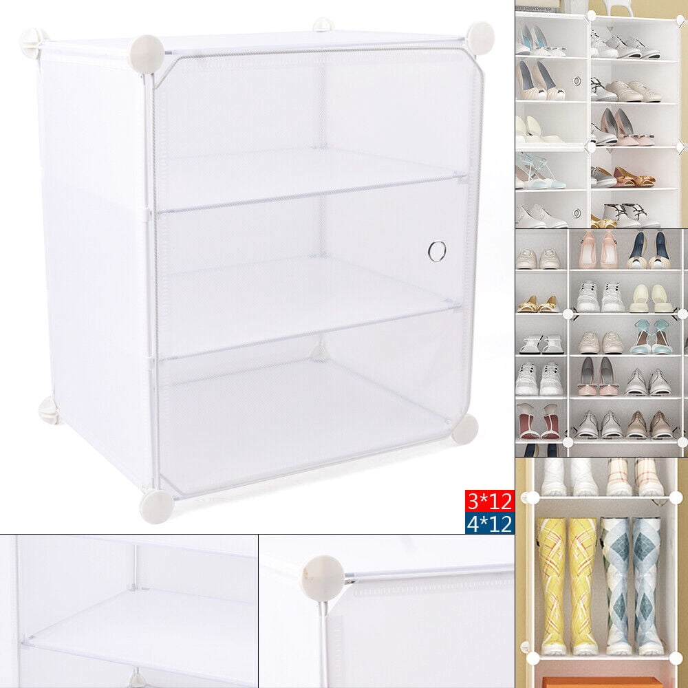 36 Pairs Stackable Shoes Racks 12 Tiers White Shoe Rack Box Organizer Cabinet Storage