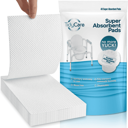 TidyCare Super Absorbent Pads, Portable Commode Absorbent Pads, Disposable, 40 Sheets