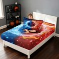 thumbnail image 4 of Manfei Cartoon Football Sport Twin Fitted Sheet, Fire and Ice Bedding, Brightblue Red Black 2pcs, 1 Fitted Sheet and 1 Pillowcase, 4 of 6
