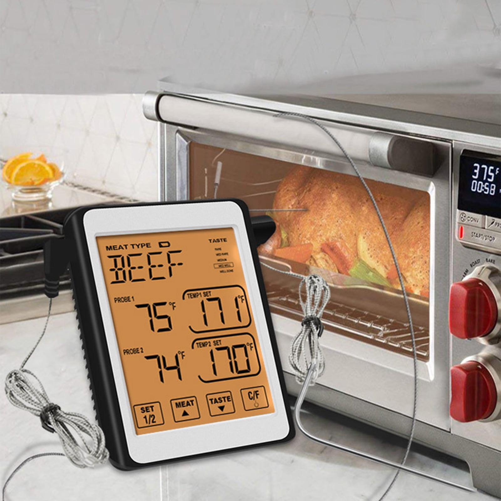 YongCo Digital BBQ Kitchen Oven Grill Smoker Meat with Probe and Timer Temperature Alarm