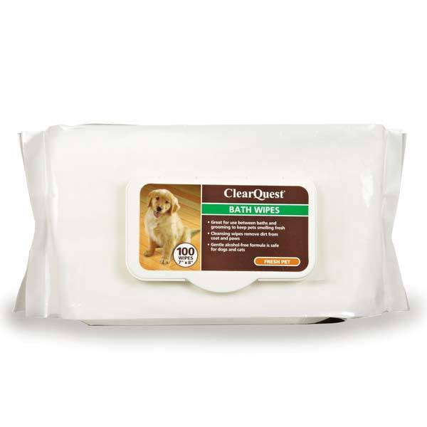 Pet Bath Wipes 100 Ct Pack Dog & Cat Grooming Scented Bathing Clean
