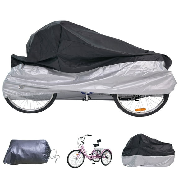 MOPHOTO Bike Cover Adult Tricycle Cover for Outdoor Bicycle Storage, Heavy Duty Waterproof Cover for Tricycle Trike Bikes, 75"Lx30"Wx44"H