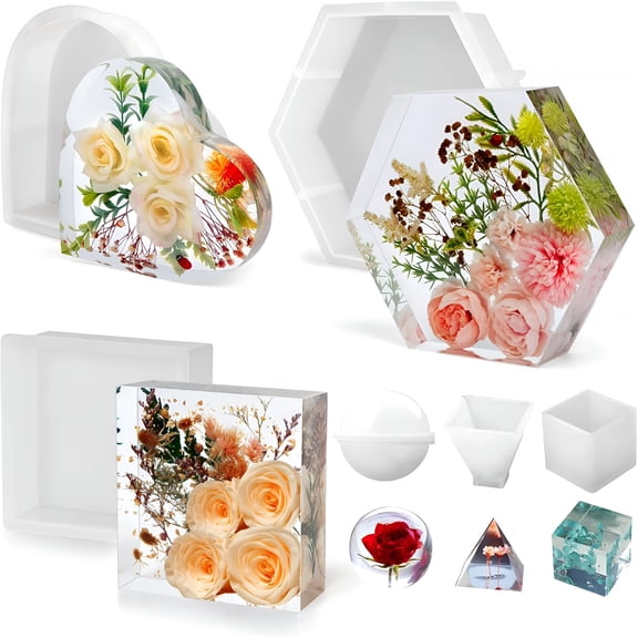 ACDANC 3PCS Resin Molds Silicone,Epoxy Resin Casting Craft Mold for Flower Preservation Bookends DIY Art (3)
