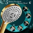 thumbnail image 4 of 12'' Gold Rain Shower Head, High Pressure Rainfall Shower Head with 16 inch Adjustable Extension Arm，Flexible Adjust Height and Angle, 5 Setting Spray Handheld Shower Head, Anti-leak, 4 of 14