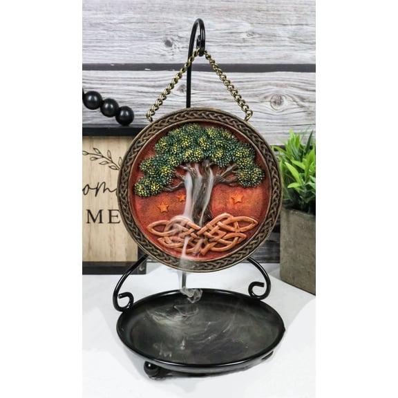 Celtic Tree Of Life Sacred Knotwork Roots Medallion Backflow Incense Cone Burner