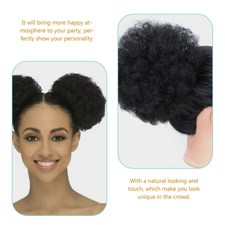 Yueyihe 2 Pcs Curly Hair Bag Afro Bun Wigs Human Scrunchies Puff Hairpieces Ponytail Extensions Miss Walmart