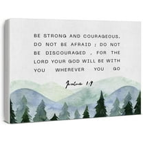 Inspirational Bible Verses Canvas Wall Art be Strong and Courageous Joshua 1:9 Prints Framed Christian Paintings Scripture Artwork Ready to Hang Home Wall Décor