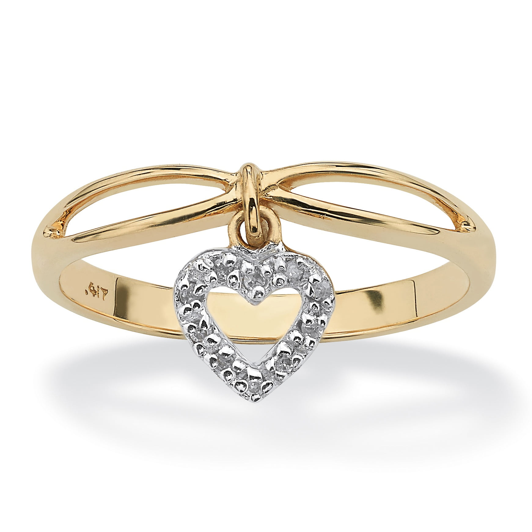 Diamond Accent 10k Yellow Gold Heart Charm Promise Ring