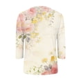 thumbnail image 4 of Xdegoge Blouses for Women Crewneck Three Quarter Sleeve Casual Dressy Workwear Flowy Fit Floral Print Pleated Front Soft Lightweight Spring Summer Tops, 4 of 7