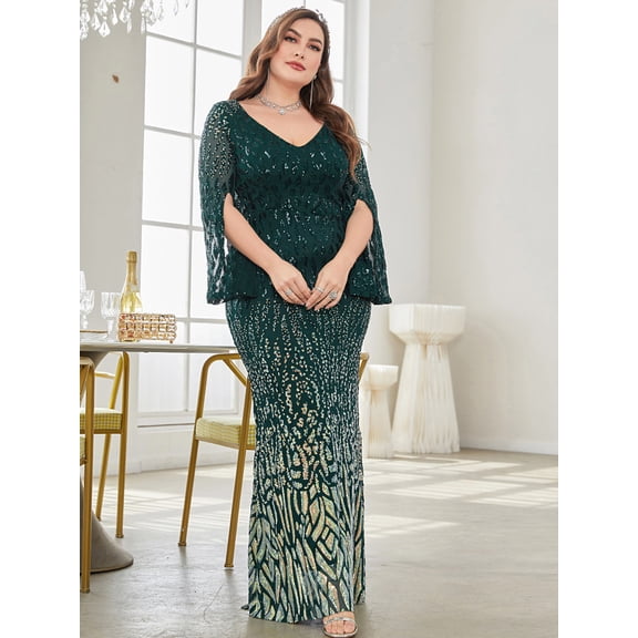 Wedding Dress Wedding Guest Dresses for Women Long-Sleeved Deep V sexy Dress Slim Fishtail Big Size Evening Dress Party Dress