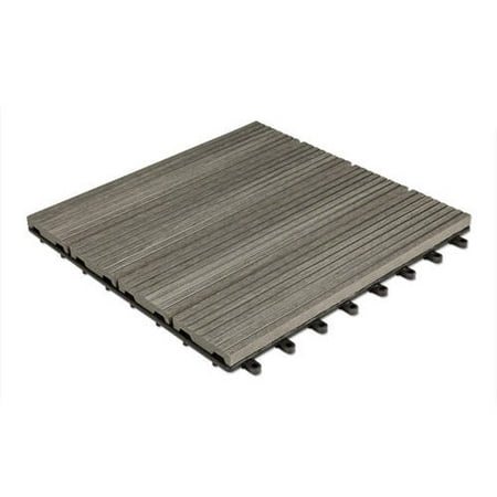 Kontiki Composite Interlocking Deck Tiles - Basics Series - Gray / 12"x12"x15/16" - 330 sq ft/pallet (33 box)