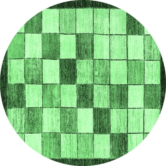 Ahgly Company Indoor Round Abstract Emerald Green Modern Area Rugs, 8' Round