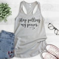 thumbnail image 2 of Stop Petting My Peeves Tank Top, Ladies Racerback Tank Top, Funny Saying Tank, Annoyed Tank, Silver Gray, Medium, 2 of 3