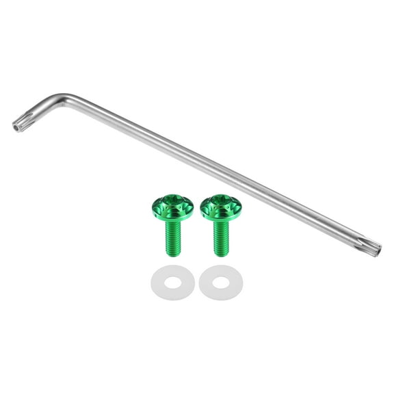 1 Set 1/4" M6 Car Anti Theft License Plate Screws for Car Frame Holder with 2 Silicone Washers Green